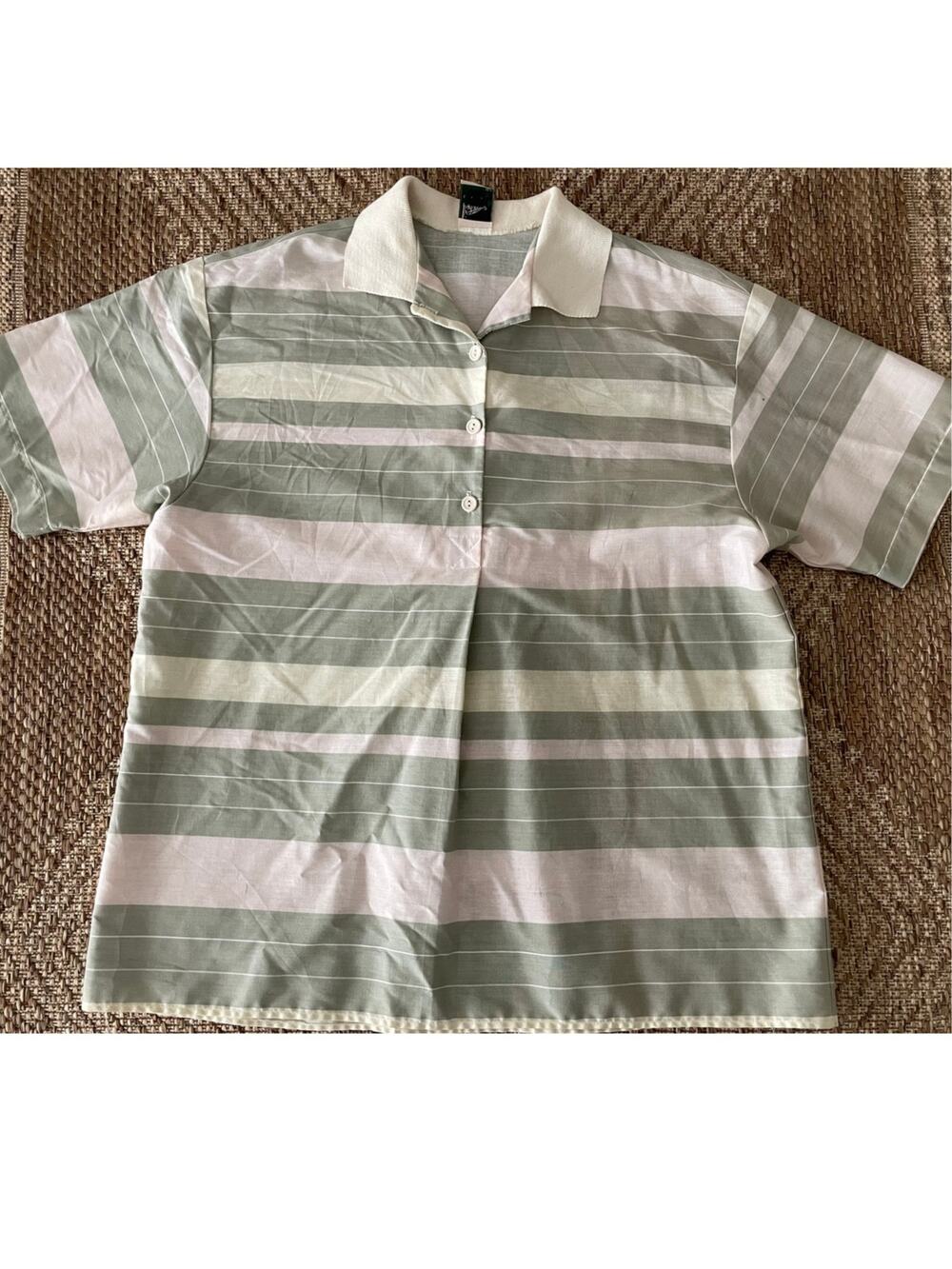 Vtg. 14th Place California tan and pink collared polo 80s/90s SZ Large